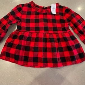 Gap 3T Buffalo Print Toddler Ruffle Peplum Top-NWT